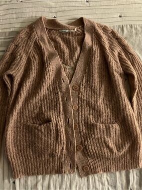 Kimchi Blue Dusty Rose Button-Front Knit Wool Cardigan Small